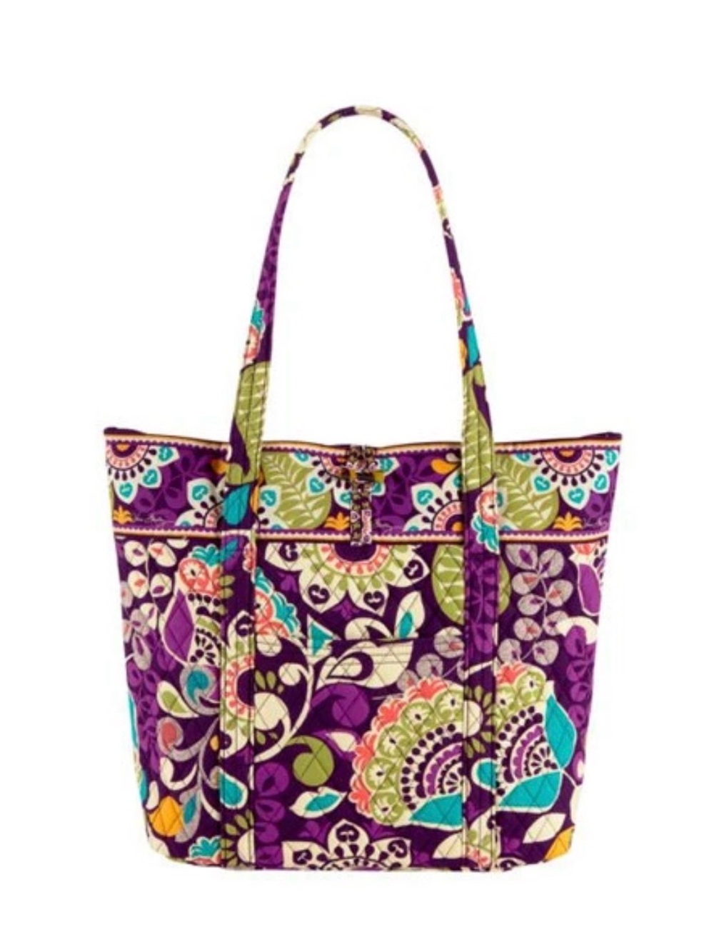 Quilted Purple Floral Tote Bag - Vera Bradley Style Large.